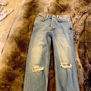 Re/done straight light destroyed denim